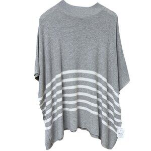J.CREW Poncho Sweater Gray Stripe One Size Cotton Blend Womens Top NWT